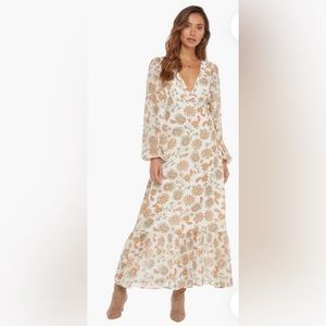 JustFab Boho Maxi Dress - Marshmallow Floral, size XL